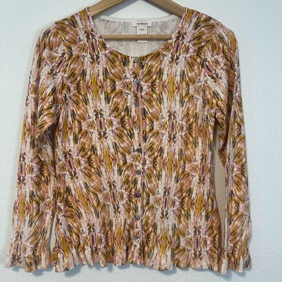 Sundance Button Up Cardigan Mini Peplum Ruffle Size Medium - Picture 1 of 6